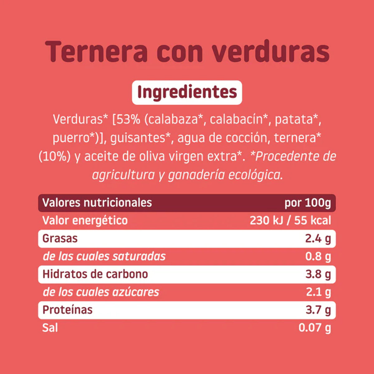 Pack 12x Tarrito BIO ternera y verduras +6 meses Smileat 230g