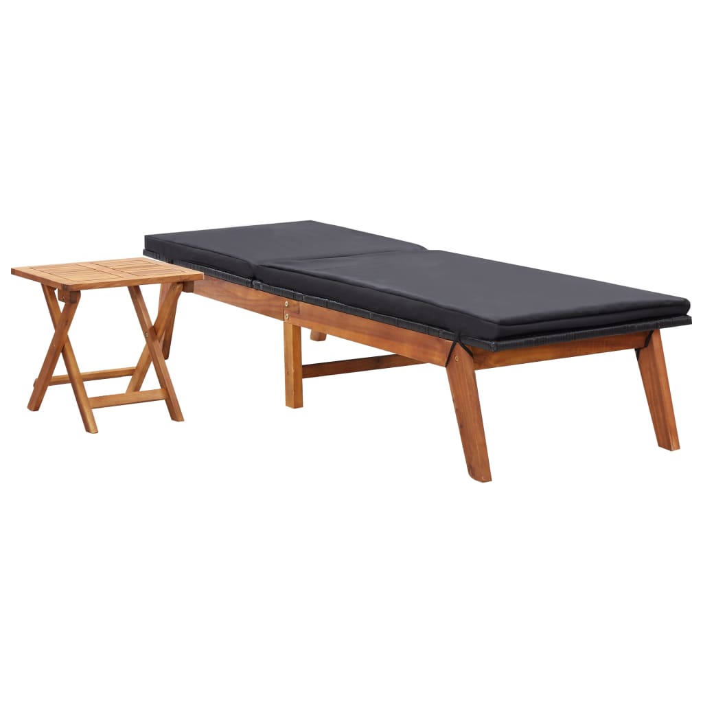 Tumbona Con Mesa Ratán Sintético Y Madera Maciza De Acacia_1