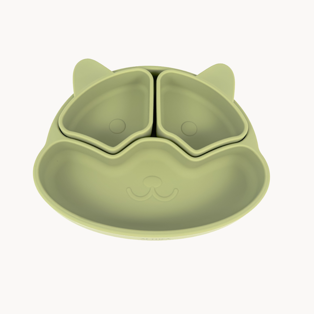 Plato Con Divisiones Extraíbles Y Forma De Perrito - Verde Oliva._0