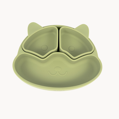 Plato Con Divisiones Extraíbles Y Forma De Perrito - Verde Oliva._0