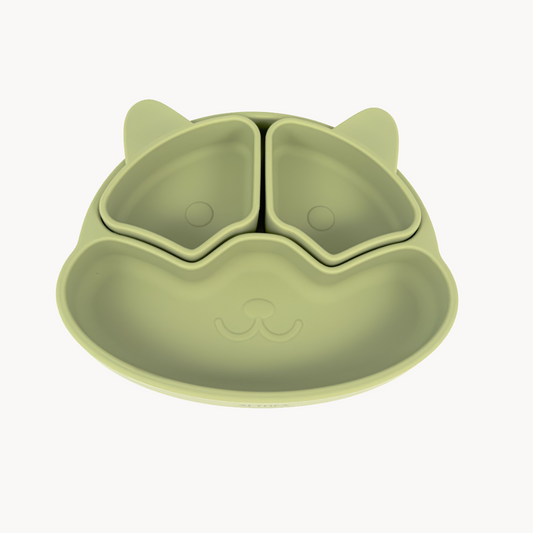 Plato Con Divisiones Extraíbles Y Forma De Perrito - Verde Oliva._0