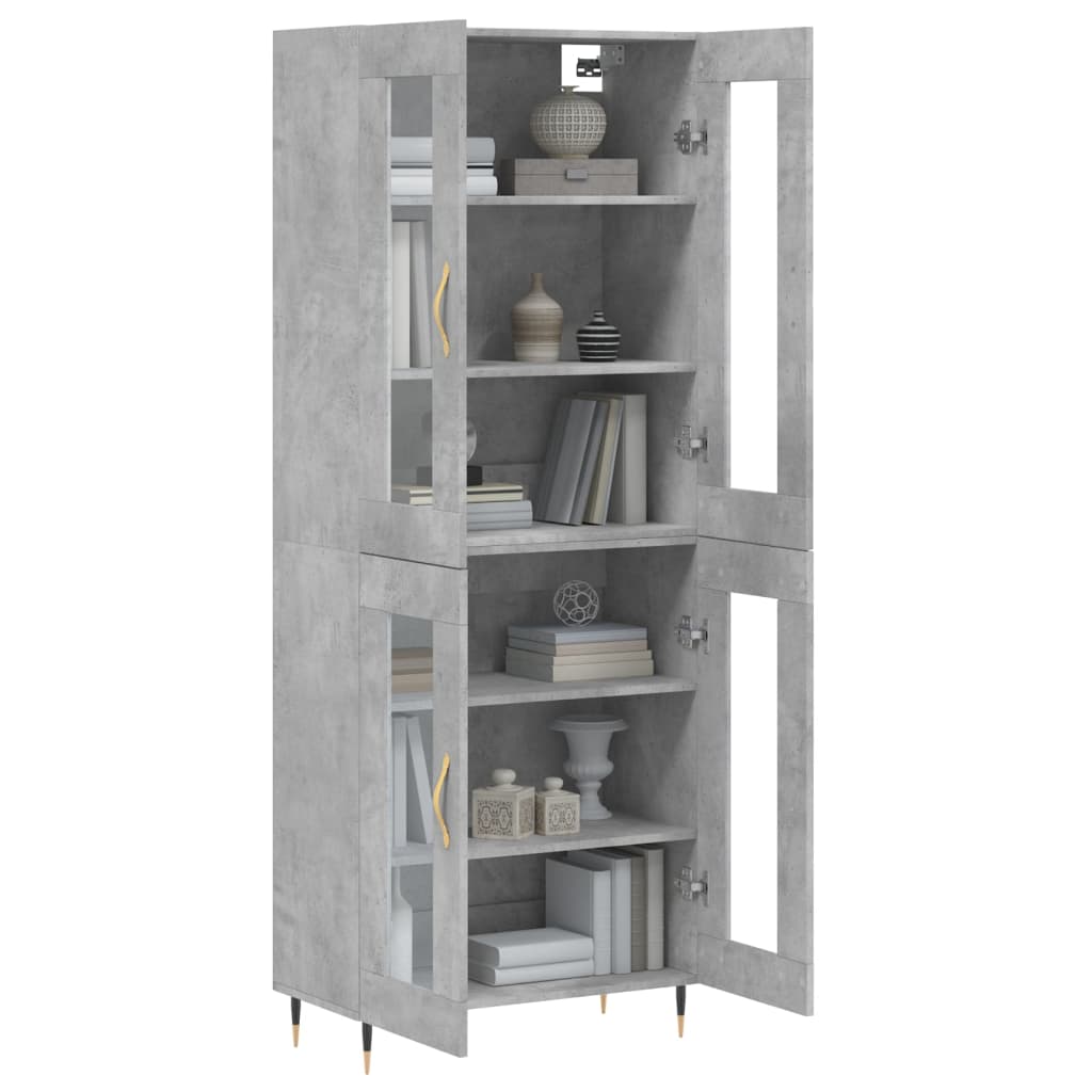 Aparador Alto Madera Contrachapada Gris Hormigón 69,5x34x180 Cm_2