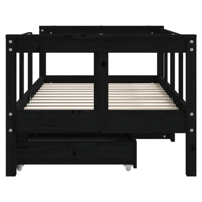 Vidaxl Estructura De Cama Niños Con Cajones Madera Pino Negro 70x140cm_4