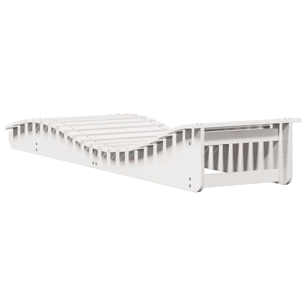 Tumbona De Madera Maciza De Pino Blanca 205x60x31,5 Cm / Vetonek_2