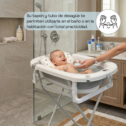 Bathby | Bañera Bebé Gris Con Cojín, Termómetro Y Soporte Plegable | Ligera, Segura Y Compacta Para Recién Nacidos_3