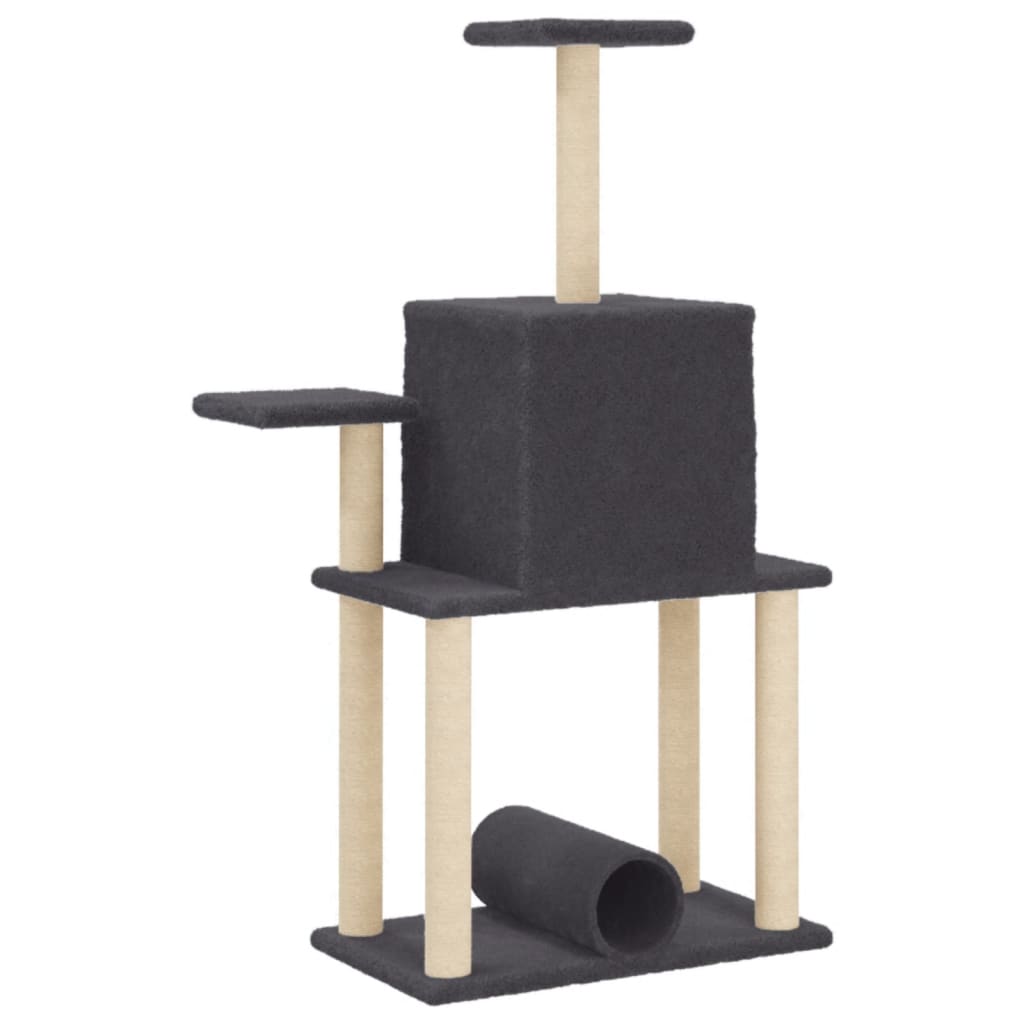 Rascador Para Gatos Con Postes De Sisal Gris Oscuro 122 Cm_5