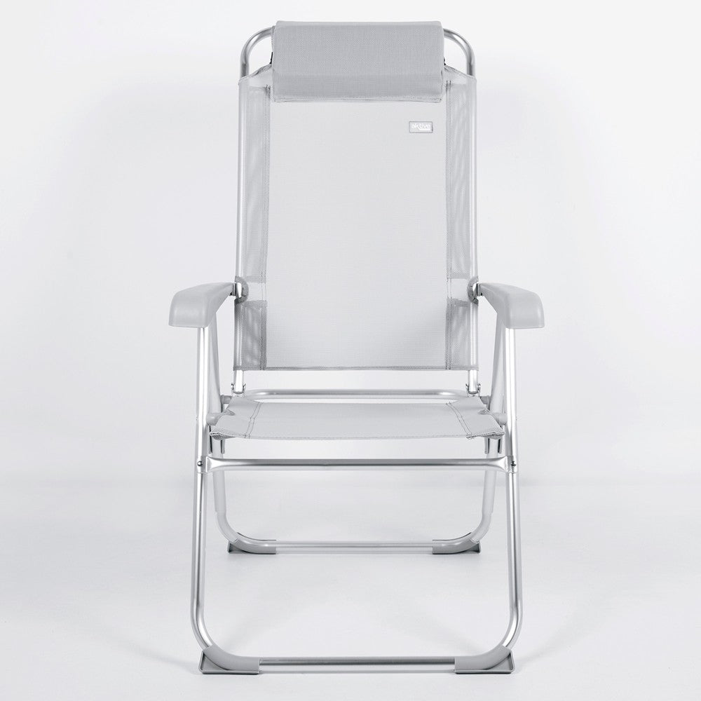 Silla Plegable Camping Antivuelco Y Multiposición Gris C/cojín Aktive_1