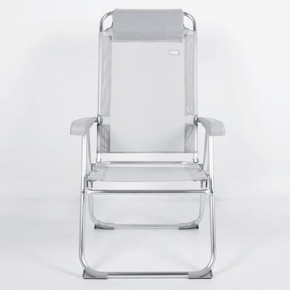 Silla Plegable Camping Antivuelco Y Multiposición Gris C/cojín Aktive_1