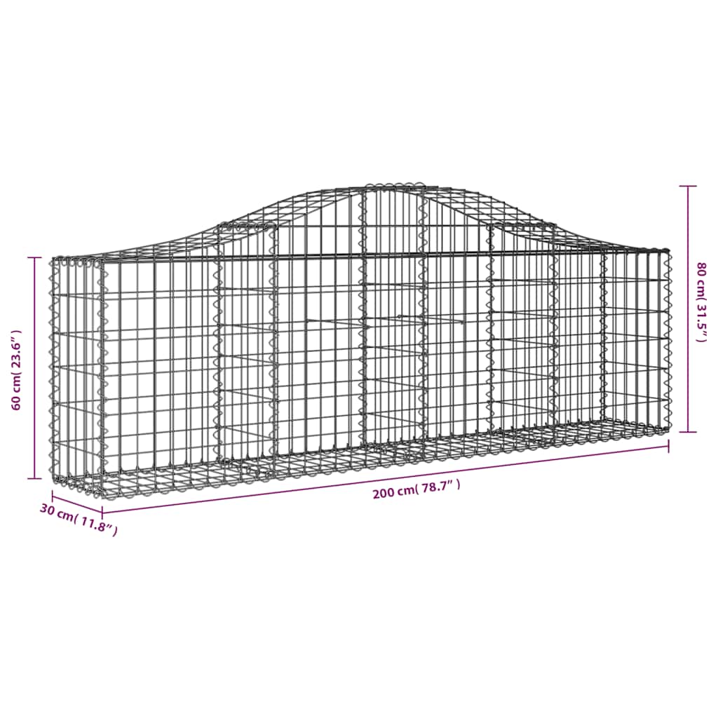Cestas De Gaviones 10 Uds Forma De Arco Hierro 200x30x60/80 Cm_5