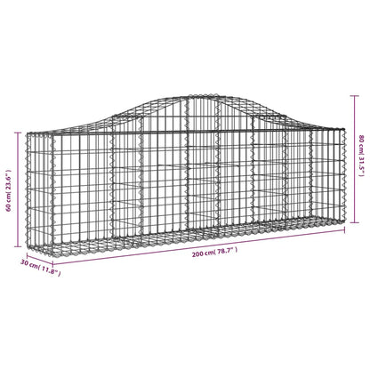 Cestas De Gaviones 10 Uds Forma De Arco Hierro 200x30x60/80 Cm_5