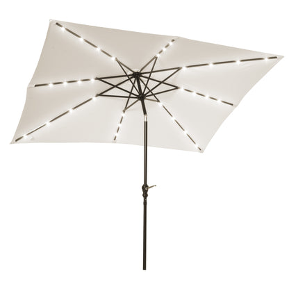 Sombrilla De Jardín Outsunny Acero, Poliéster Blanco 268x205x248 Cm_0