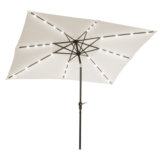 Sombrilla De Jardín Outsunny Acero, Poliéster Blanco 268x205x248 Cm_0