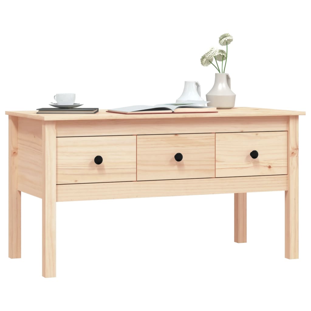 Mesa De Centro De Madera Maciza De Pino 102x49x55 Cm_2