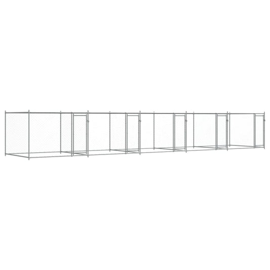 Jaula De Perros Con Puertas Acero Galvanizado Gris 10x2x1,5 M_0