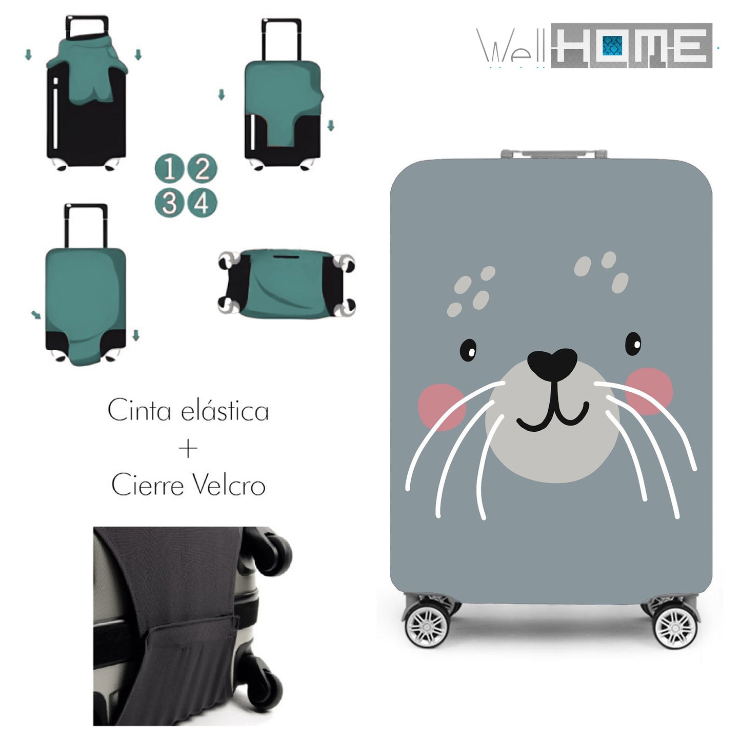 Set De 2 Maletas Trolleys Con Funda Protectora'cutie Cat'_2