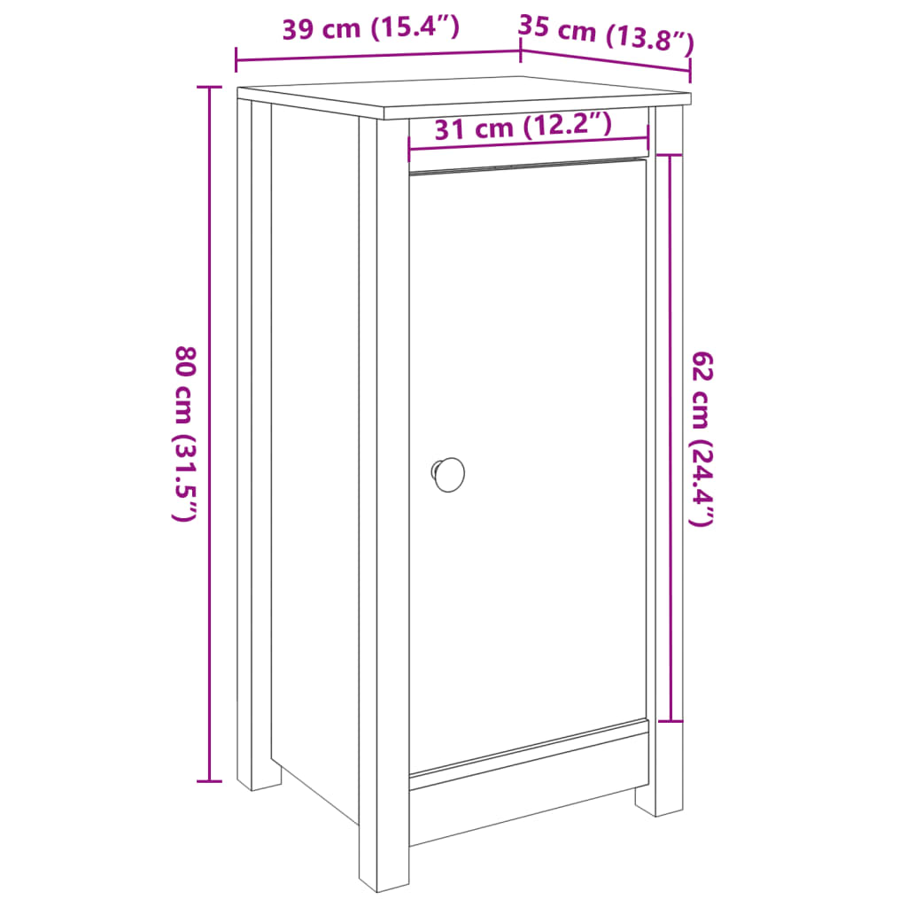 Aparador De Madera Maciza De Pino Marrón Miel 39x35x80 Cm / Vetonek_3