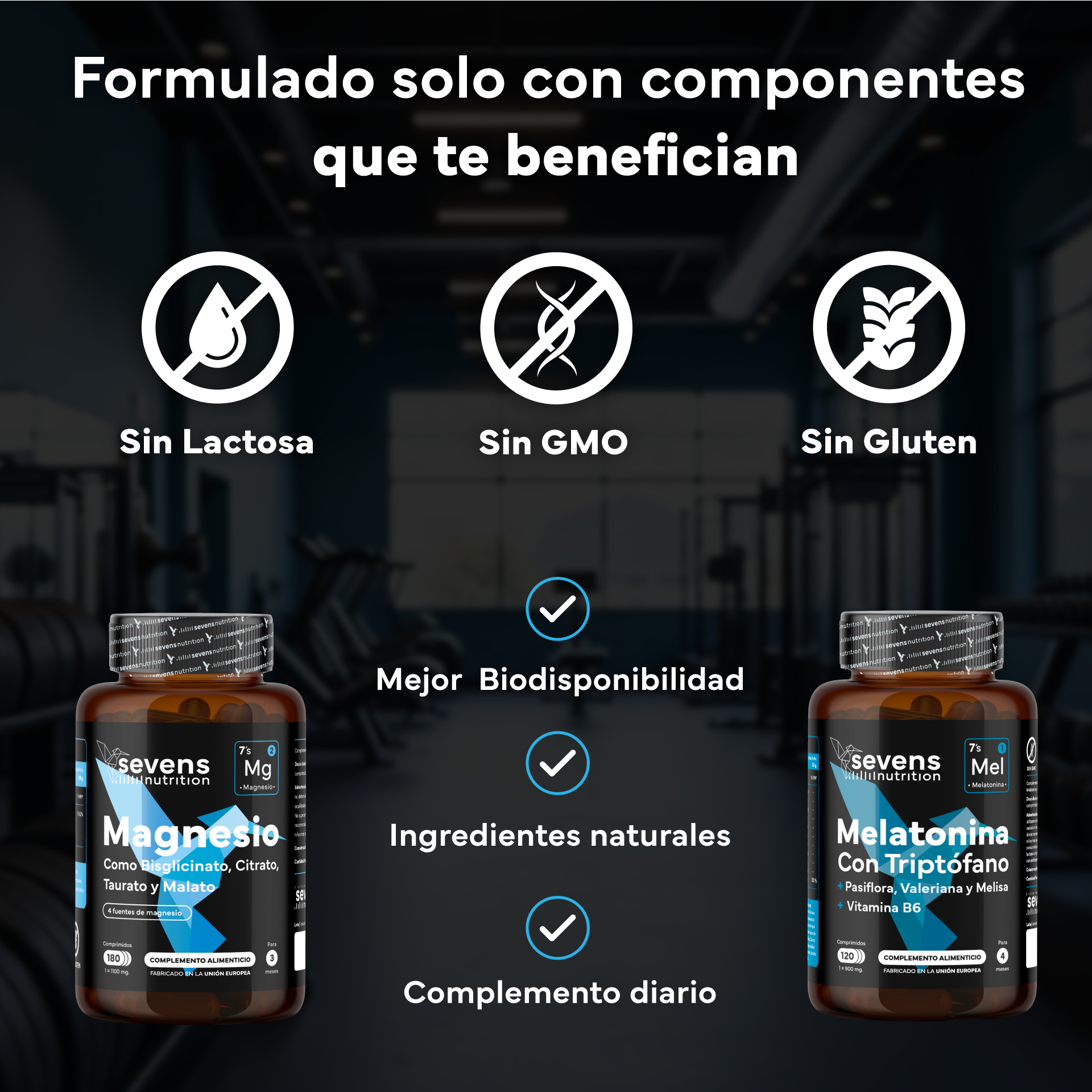 Pack Magnesio Complex + Melatonina. Sevens Nutrition. Descanso Y Relajación Muscular_3