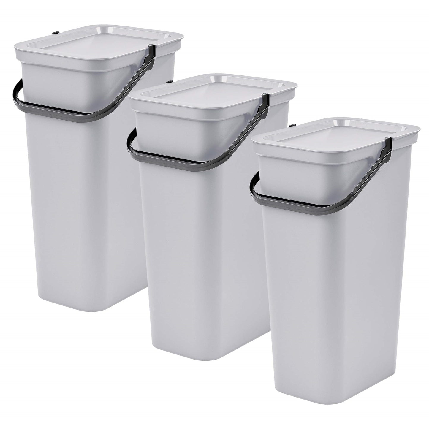 Set De 3 Papeleras moda 25l Blanco Con Asa_0