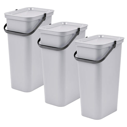 Set De 3 Papeleras moda 25l Blanco Con Asa