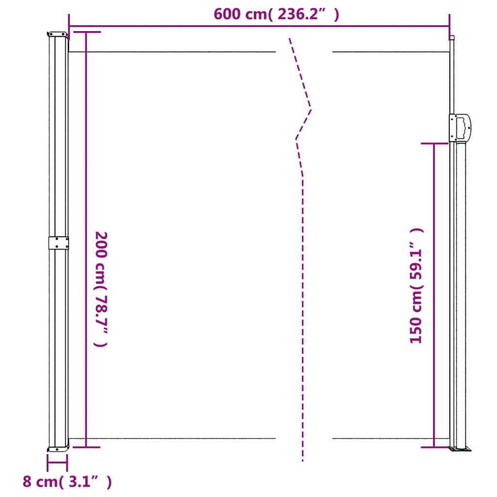 Vidaxl Toldo Lateral Retráctil Rojo 200x600 Cm_2