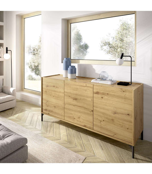 Aparador Salón Cazalilla 3 Puertas Acabado Nordic, 75 Cm(alto)155 Cm(ancho)43 Cm(largo)_0