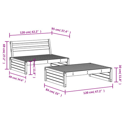 Vidaxl Juego De Muebles Jardín 2 Pzas Madera Maciza Pino Marrón Miel_2