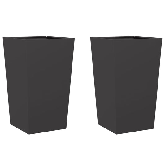 Jardineras 2 Uds Acero Negro 45x45x75 Cm_0