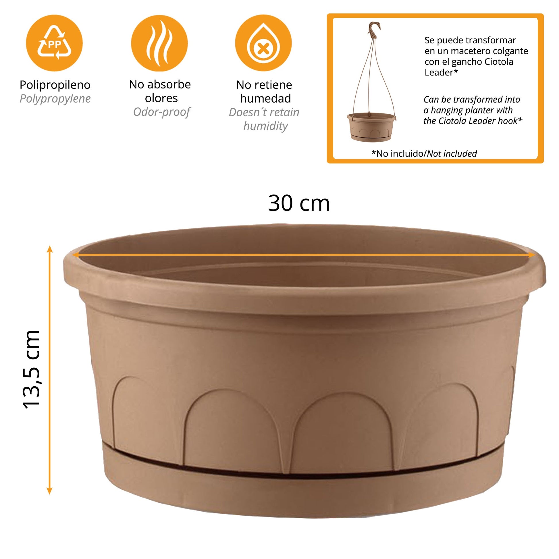 Maceta Tipo Cuenco Ø Cm 30 Con Platillo