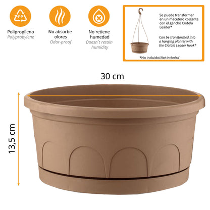 Maceta Tipo Cuenco Ø Cm 30 Con Platillo