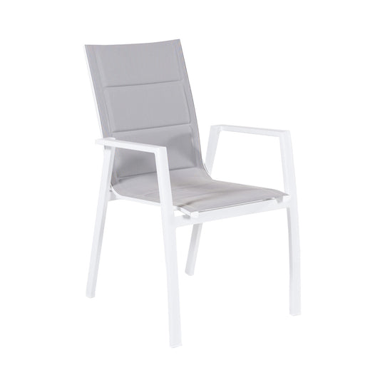 Sillón De Terraza, Acolchado Y Apilable, Aluminio Y Textilene, Color Blanco, 57x69x94 Cm_0