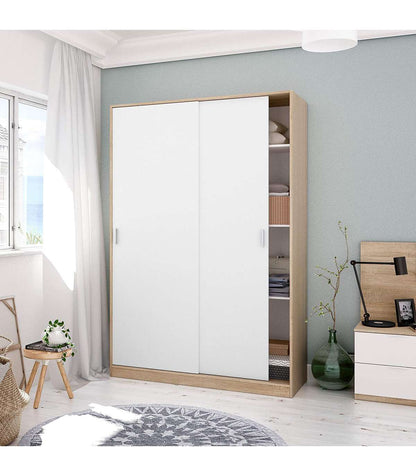 Armario Ropero Puertas Correderas Plus Noon Acabado Roble Combinado Con Blanco 200 Cm(alto_1
