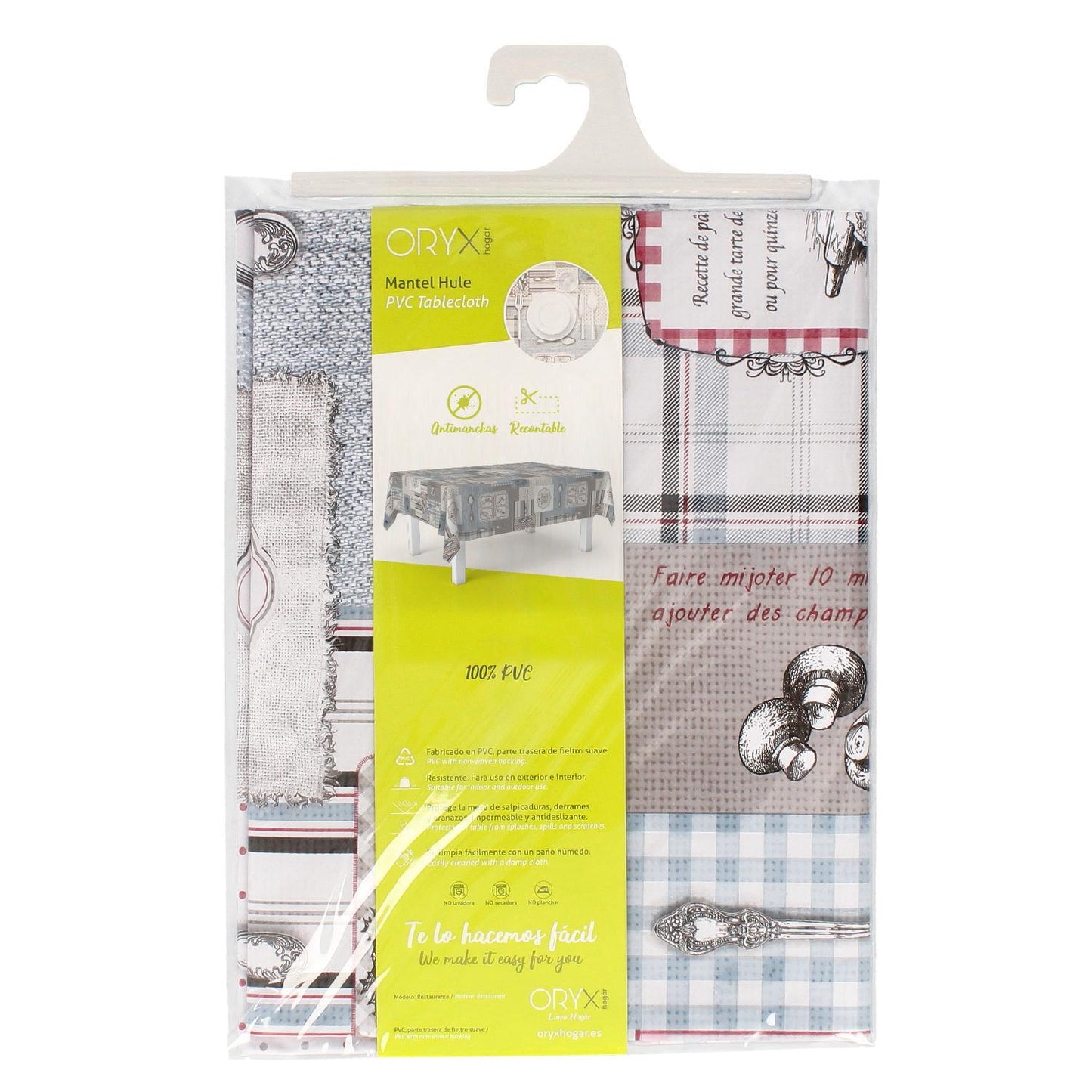 Mantel Hule Rectangular Menu Restaurante Impermeable Antimanchas Pvc 140x250 Cm.  Recortable Uso Interior Y Exterior_3