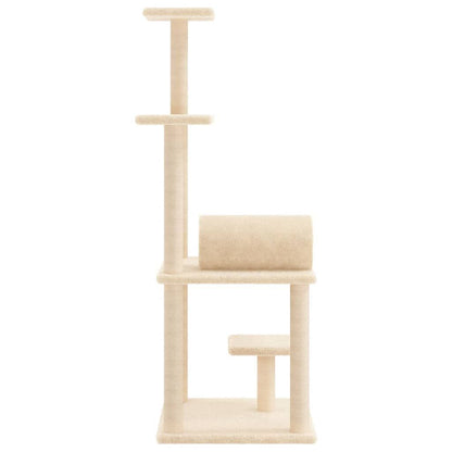 Vidaxl Rascador Para Gatos Con Postes De Sisal Color Crema 136 Cm_4