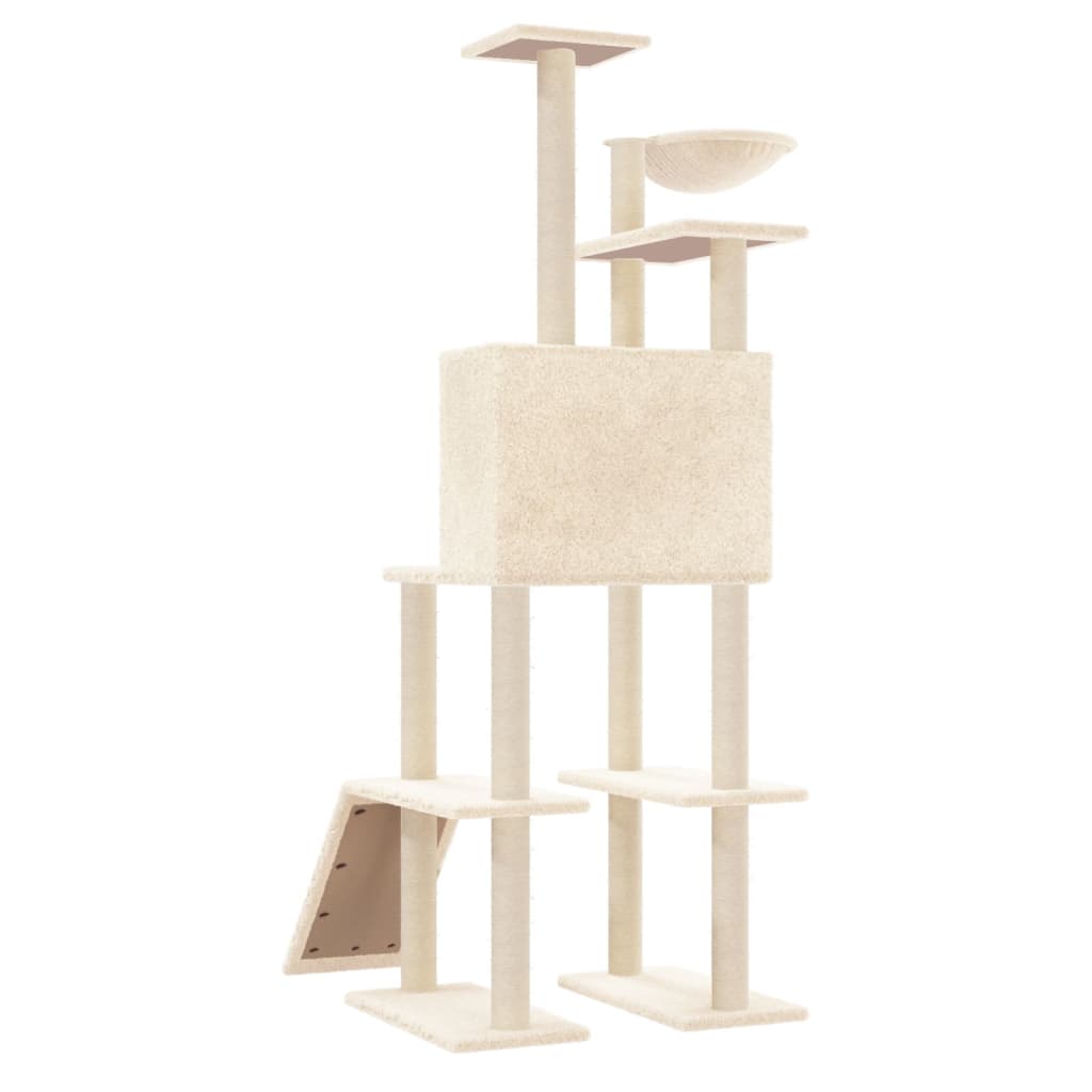 Rascador Para Gatos Con Postes De Sisal Crema 166 Cm_4