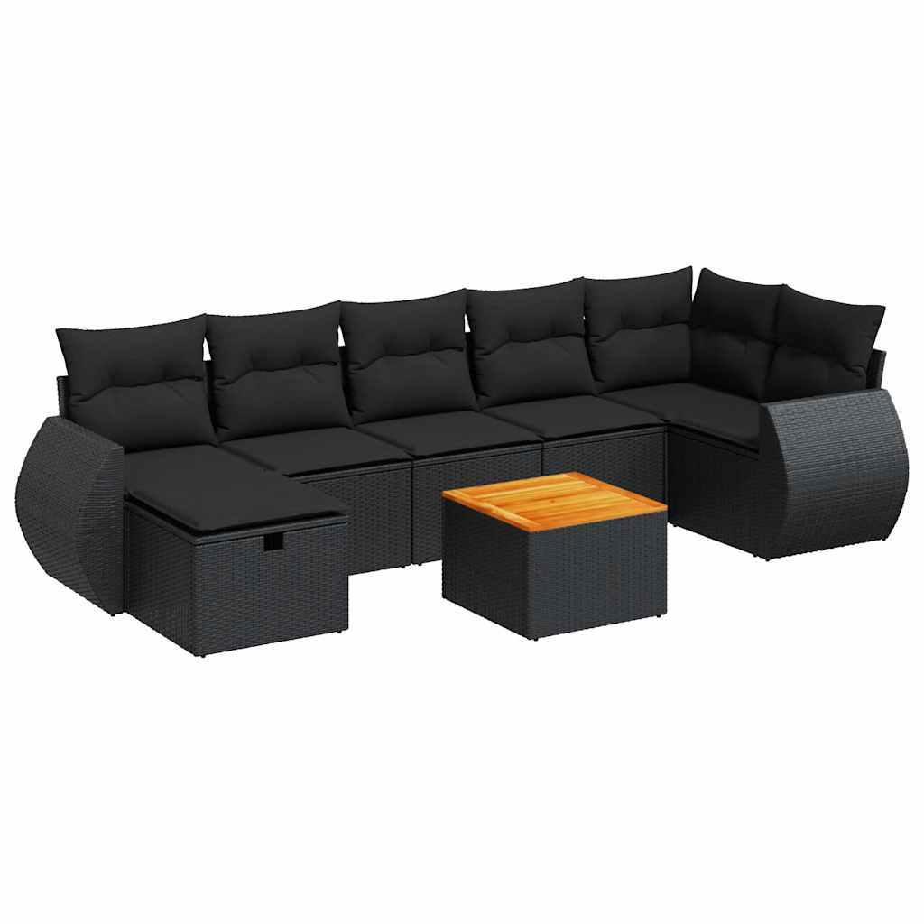 Set De Sofás De Jardín Y Cojines 8 Piezas Ratán Sintético Negro / Vetonek_4