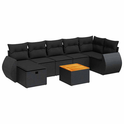 Set De Sofás De Jardín Y Cojines 8 Piezas Ratán Sintético Negro / Vetonek_4