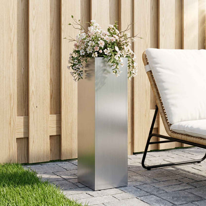 Macetero De Jardín Plateado 20 X 20 X 75 Cm Acero Galvanizado_1