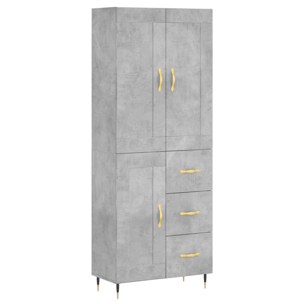 Aparador Alto Madera Contrachapada Gris Hormigón 69,5x34x180 Cm_1