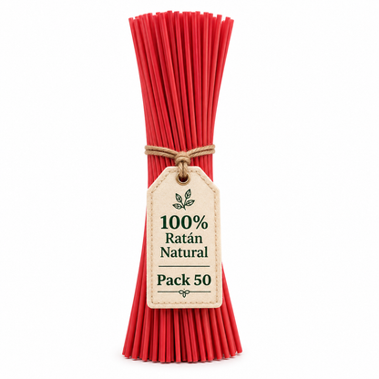 Varillas Difusor SYS 50 Uds | Ratán Natural Rojo | Mikado | Alta Absorción | 2,5 mm X 32 cm_0
