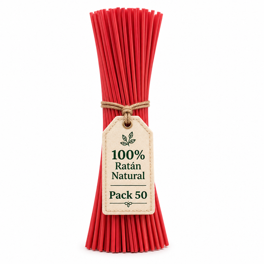 Varillas Difusor SYS 50 Uds | Ratán Natural Rojo | Mikado | Alta Absorción | 2,5 mm X 32 cm_0