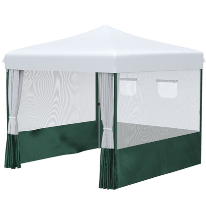 Outsunny Carpa Plegable 3x3 M Con Paredes Laterales Altura Ajustable Blanco_3