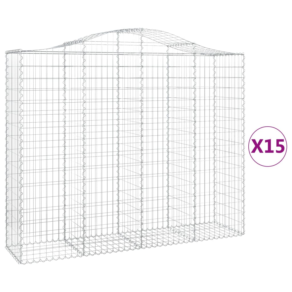 Cestas Gaviones 15 Uds Forma De Arco Hierro 200x50x160/180 Cm_0