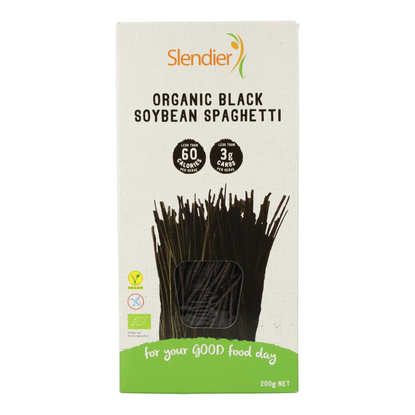 Esparguete vegan de soja preta Eco sem glúten Slendier 200 g