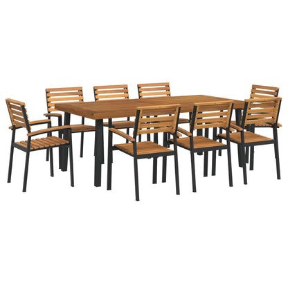 Juego De Comedor De Jardín 9 Pzas Madera Maciza Acacia Y Metal / Vetonek_1