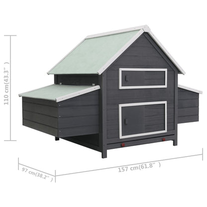 Vidaxl Gallinero De Madera Gris 157x97x110 Cm_2