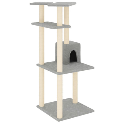 Rascador Para Gatos Con Postes De Sisal Gris Claro 123 Cm_0