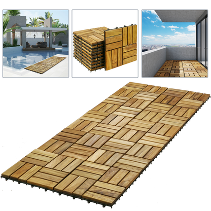 Baldosas 30 X 30 Cm 12 Listones De Madera De Teca Certificada 10 Unidades_1