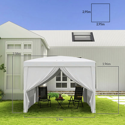 Outsunny Carpa Plegable Con 4 Paredes Desmontables 3x3 M Para Exterior Blanco_2