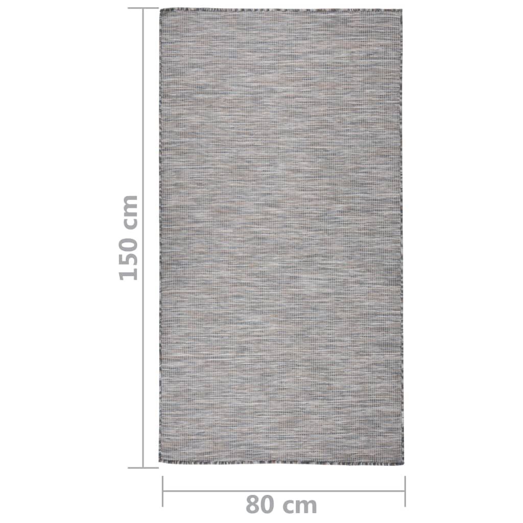 Vidaxl Alfombra De Exterior De Tejido Plano Marrón Y Azul 80x150 Cm_2