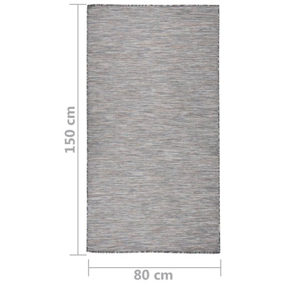 Vidaxl Alfombra De Exterior De Tejido Plano Marrón Y Azul 80x150 Cm_2